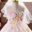 Blumenfee Weiß Applikationen Asymmetrisch Geburtstag Blumenmädchenkleider 2025 Ballkleid Rundhalsausschnitt Ärmellos