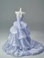 High-end Fashion Sky Blue Glitter Appliques Cascading Ruffles Prom Dresses 2026 Ball Gown Strapless Sleeveless Backless Court Train Formal Dresses