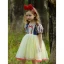 Chic / Beautiful Snow white Daffodil Birthday Flower Girl Dresses 2023 A-Line / Princess Square Neckline Bow Short Sleeve Backless Tea-length Flower Girl Dresses
