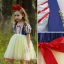 Chic / Beautiful Snow white Daffodil Birthday Flower Girl Dresses 2023 A-Line / Princess Square Neckline Bow Short Sleeve Backless Tea-length Flower Girl Dresses
