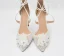 Elegant White Beading Pearl Rhinestone Lace Flower Wedding Shoes 2024 X-Strap 10 cm Stiletto Heels Pointed Toe Wedding Sandals High Heels