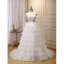 Charmant Blanche Perlage Perle Appliques Volants en Cascade Robe De Soirée 2023 Princesse Bretelles Spaghetti Sans Manches Dos Nu Train De Balayage Soirée Robe De Ceremonie