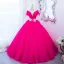 Fancy Fuchsia Beading Butterfly Sequins Prom Dresses 2024 Ball Gown High Neck Long Sleeve Backless Floor-Length / Long Prom Formal Dresses