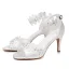 Elegant White Sequins Lace Flower Wedding Shoes 2026 8 cm Stiletto Heels Open / Peep Toe Wedding Sandals High Heels