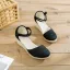 Modest / Simple Red Summer Street Wear Womens Sandals 2023 Ankle Strap 6 cm Wedges Round Toe Sandals