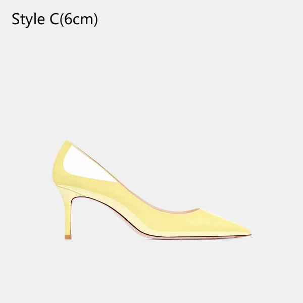 Schöne Gelb OL Büro Lackleder Pumps Hochhackige 2026 10 cm Stilettos Spitzschuh Pumps