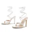 Fashion White Summer Cocktail Party Womens Sandals 2022 Ankle Strap 11 cm Stiletto Heels Open / Peep Toe Sandals High Heels