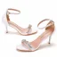 Sexy Weiß Strass Brautschuhe 2022 Knöchelriemen 7 cm Stilettos Spitzschuh Hochzeit Hochhackige