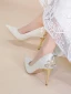 Fantastisk Elfenben Läder Rhinestone Paljetter Spets Blomma Brudskor 2022 8 cm Stilettklackar Spetsiga Bröllop Pumps Högklackade