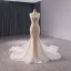 Sparkly High-end Champagne Handmade  Beading Pearl Sequins Evening Dresses 2024 Trumpet / Mermaid Strapless Sleeveless Backless Floor-Length / Long Evening Party