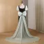 Chic / Belle Noire Robe De Bal 2024 Trompette / Sirène Encolure Carrée Gonflée Manches Courtes Dos Nu Noeud Longue Promo Robe De Ceremonie