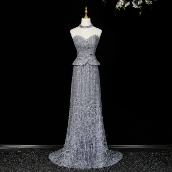 Inhabituel Argenté Paillettes Robe De Soirée 2026 Princesse Amoureux Sans Manches Dos Nu Train De Balayage Robe De Ceremonie