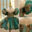 Chic / Beautiful Dark Green Beading Sequins Flower Girl Dresses 2022 Ball Gown Scoop Neck Puffy Short Sleeve Floor-Length / Long Prom Flower Girl Dresses