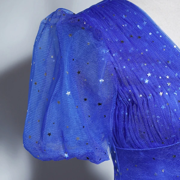 Vintage / Originale Bleu Roi Paillettes Robe De Bal 2023 Princesse V-Cou Manches Courtes Dos Nu Longue Promo Robe De Ceremonie
