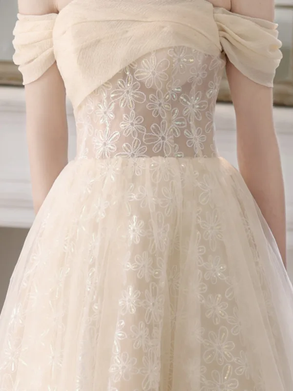 Chic Beautiful Beige Homecoming Graduation Dresses Prom Dresses 2023 A-Line Princess