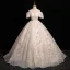 Bling Bling Rougissant Rose Paillettes Robe De Bal 2024 Robe Boule De l'épaule Manches Courtes Dos Nu Longue Promo Robe De Ceremonie