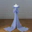 Mode Charmant Bleu Ciel Perlage Paillettes Robe De Soirée 2023 Trompette / Sirène De l'épaule Manches Courtes Dos Nu Noeud Train De Balayage Soirée Robe De Ceremonie