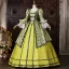 Vintage / Originale Médiévale Inhabituel Vert Cendré En Dentelle Fleur Impression Robe De Bal 2026 Robe Boule Encolure Carrée Manches de cloche Dos Nu Longue Robe De Ceremonie