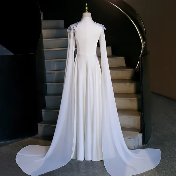 Vintage Retro White Beading Embroidered Prom Dresses 2026 A-Line Princess High Neck Long Vintage Retro White Beading Embroidered Prom Dresses 2026 A-Line Princess High Neck Long