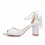 Élégant Blanche Perle Noeud Bride Cheville Chaussure De Mariée 2024 7 cm Talons Épais Peep Toes / Bout Ouvert Mariage Sandales Talons Hauts