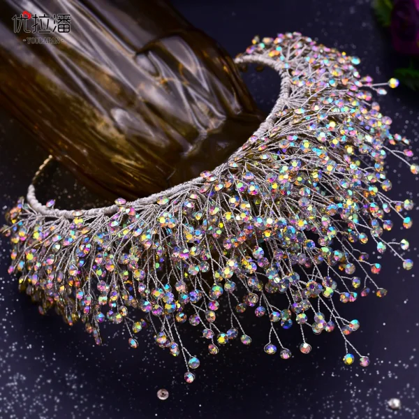 Charmant Bling Bling Fait main Multi-Couleurs Faux Diamant Alliage Accessoire Cheveux Mariage 2023 Mariage