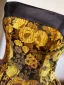 Vintage / Originale Doré Impression Robe De Bal 2024 Robe Boule Bustier Sans Manches Dos Nu Longue Promo Robe De Ceremonie
