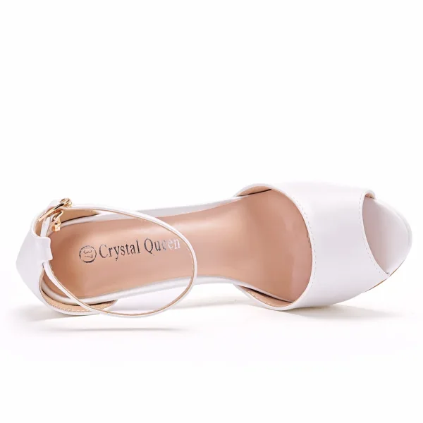 Chic / Beautiful White Prom Womens Sandals 2022 Ankle Strap 10 cm Stiletto Heels Open / Peep Toe High Heels Heels Womens Shoes