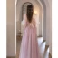 Chic / Beautiful Blushing Pink Beading Sequins Prom Dresses 2023 A-Line / Princess Scoop Neck Sleeveless Floor-Length / Long Prom Formal Dresses