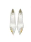 Elegant White Embroidered Satin Wedding Shoes 2024 6 cm Stiletto Heels Pointed Toe Wedding Pumps High Heels