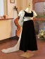 Elegant Black Birthday Flower Girl Dresses 2024 A-Line / Princess Square Neckline Puffy Short Sleeve Backless Bow Floor-Length / Long