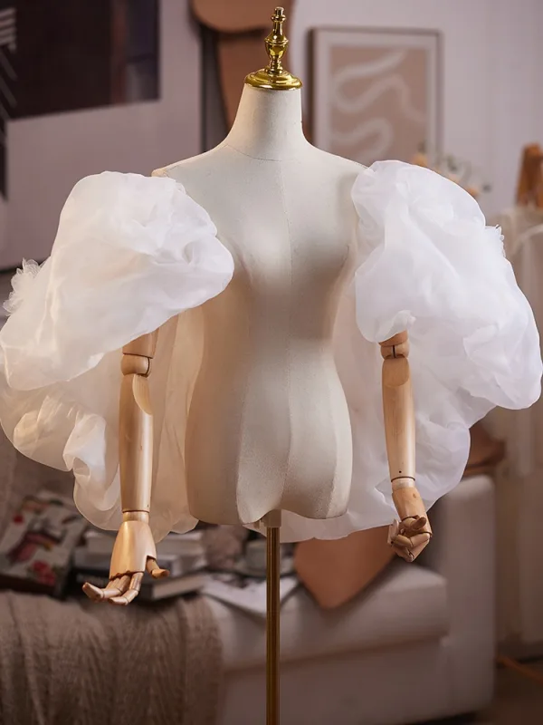 Elegant White Ruffle Wedding shawl 2025 Tulle