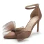 Chic / Beautiful Brown Bow Prom Womens Shoes 2023 Ankle Strap 8 cm Stiletto Heels Pointed Toe Womens Shoes High Heels