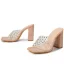 Transparent Sexy Rhinestone Blushing Pink Street Wear Womens Sandals 2022 10 cm Thick Heels Open / Peep Toe Sandals High Heels