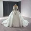 Haut de Gamme Blanche Fait main Faux Diamant Robe De Mariée 2024 Robe Boule Encolure Dégagée Manches Longues Tribunal Train Mariage