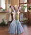 Unusual Blushing Pink Multi-Colors Sequins Birthday Flower Girl Dresses 2024 Trumpet / Mermaid Scoop Neck Sleeveless Backless Bow Detachable Sweep Train