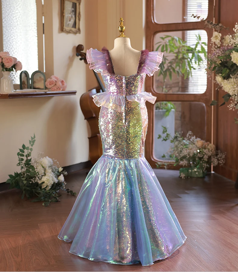 Inhabituel Rougissant Rose Multi-Couleurs Paillettes Anniversaire Robe ...