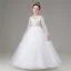 Elegant Blushing Pink Beading Rhinestone Lace Flower Birthday Flower Girl Dresses 2025 Ball Gown Scoop Neck Long Sleeve Floor-Length / Long