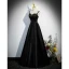 Charming Black Pearl Evening Dresses 2023 A-Line / Princess Spaghetti Straps Sleeveless Backless Floor-Length / Long Satin Evening Party Formal Dresses