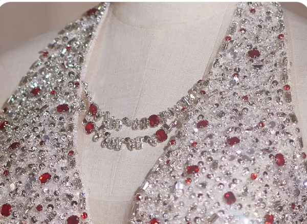 Fashion Fuchsia Beading Rhinestone Sequins Satin Prom Dresses 2024 A-Line / Princess V-Neck Sleeveless Backless Floor-Length / Long Prom Formal Dresses