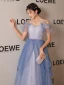 Chic / Beautiful Sky Blue Evening Dresses 2023 A-Line / Princess Spaghetti Straps Short Sleeve Backless Floor-Length / Long Evening Party Formal Dresses
