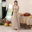 Chic / Beautiful Gold Sequins Bridesmaid Dresses 2023 A-Line / Princess Off-The-Shoulder Short Sleeve Backless Floor-Length / Long Bridesmaid Dresses