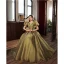 Elegant Clover Green Prom Dresses 2022 A-Line / Princess V-Neck Puffy Short Sleeve Backless Floor-Length / Long Prom Formal Dresses