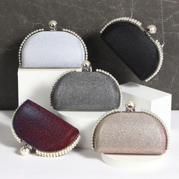 Chic / Beautiful Silver Pearl Glitter Evening Party Clutch Bags 2023