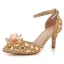 Cinderella Champagne Crystal Wedding Shoes 2022 Rhinestone Ankle Strap 7 cm Stiletto Heels Pointed Toe Wedding Shoes High Heels