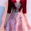Chic / Beautiful Burgundy Beading Sequins Prom Dresses 2024 A-Line / Princess Scoop Neck 1/2 Sleeves Backless Floor-Length / Long Prom Formal Dresses