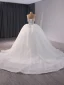 Luxury / Gorgeous White Handmade  Beading Rhinestone Sequins Wedding Dresses 2024 Ball Gown Scoop Neck Sleeveless Backless Chapel Train Wedding