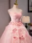 Chic / Belle Rougissant Rose Noeud Appliques Robe De Bal 2024 Robe Boule Bustier Sans Manches Dos Nu Train De Balayage Promo Robe De Ceremonie