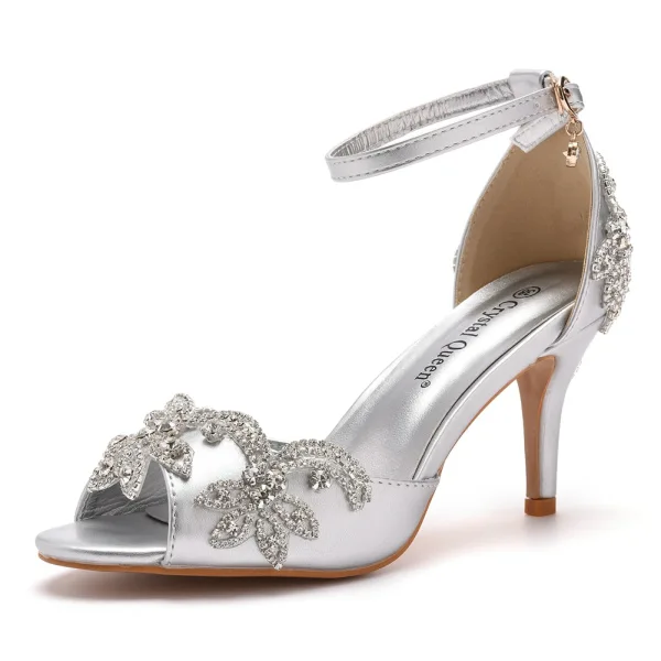 Charming Gold Rhinestone Evening Party Womens Sandals 2023 T-Strap 7 cm Stiletto Heels Open / Peep Toe Sandals High Heels