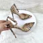Fashion Brown Snakeskin Print Evening Party Womens Sandals 2023 Ankle Strap 12 cm Stiletto Heels Pointed Toe Sandals High Heels