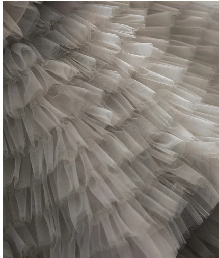 Vintage / Retro Quinceañera Grey Cascading Ruffles Ruffle Prom Dresses 2024 Ball Gown Strapless Sleeveless Backless Sweep Train Prom Formal Dresses